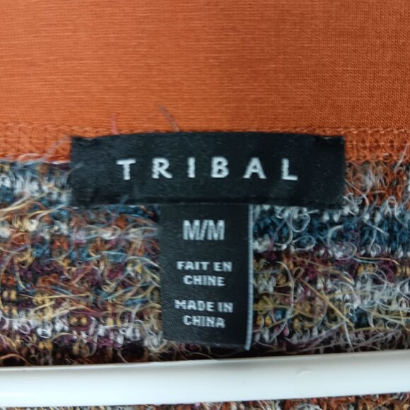 Tribal Soft Lux Eyelash Striped Fuzzy Sweater Multicolor Womens Size Medium - Picture 3 of 6